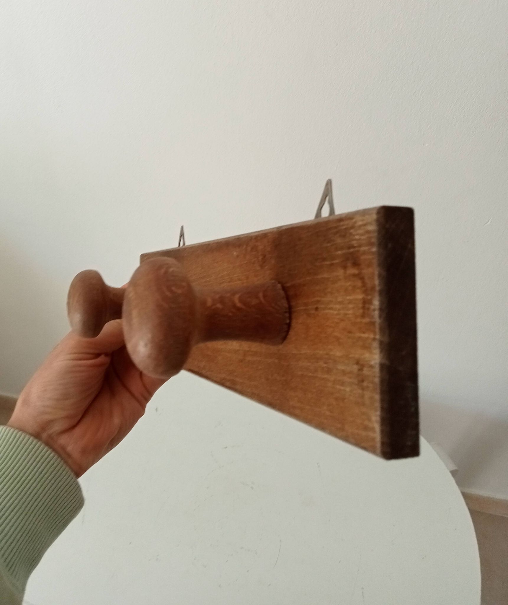 Vintage wooden wall coat rack