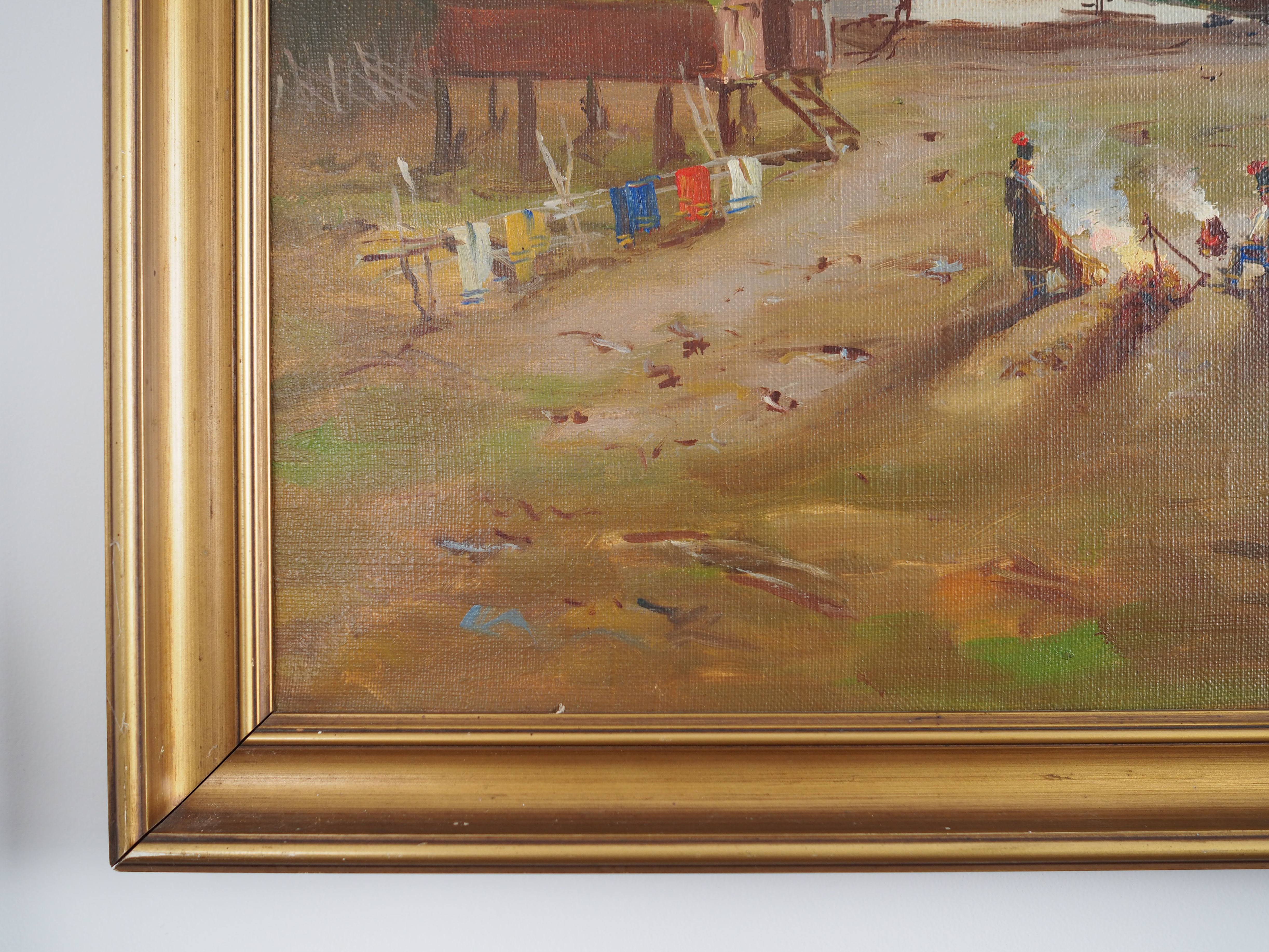 Painting „The Riverside Camp”, Scandinavian design, 19th century, by Vilhelm Oskar Engström