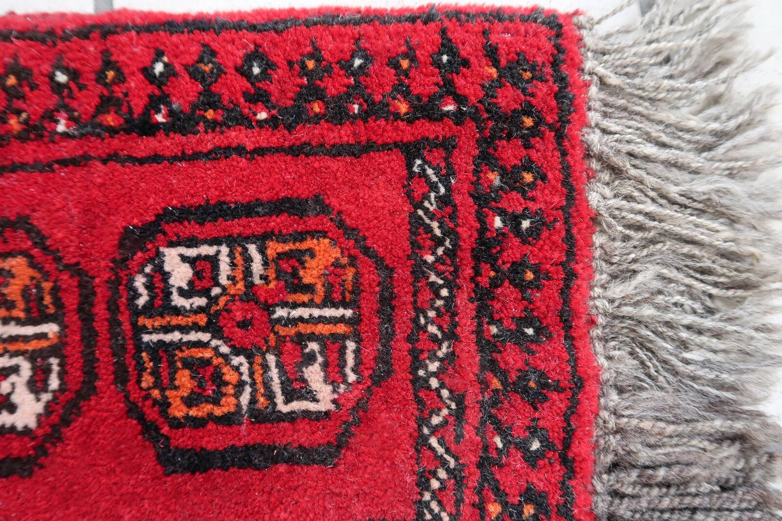 Tapis vintage fait main Ersari – 24 x 30 cm – Rouge éclatant - 1C968