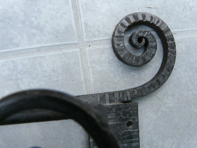 Wrought iron brush or newspaper holder hammered art deco