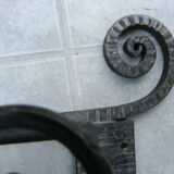 Wrought iron brush or newspaper holder hammered art deco