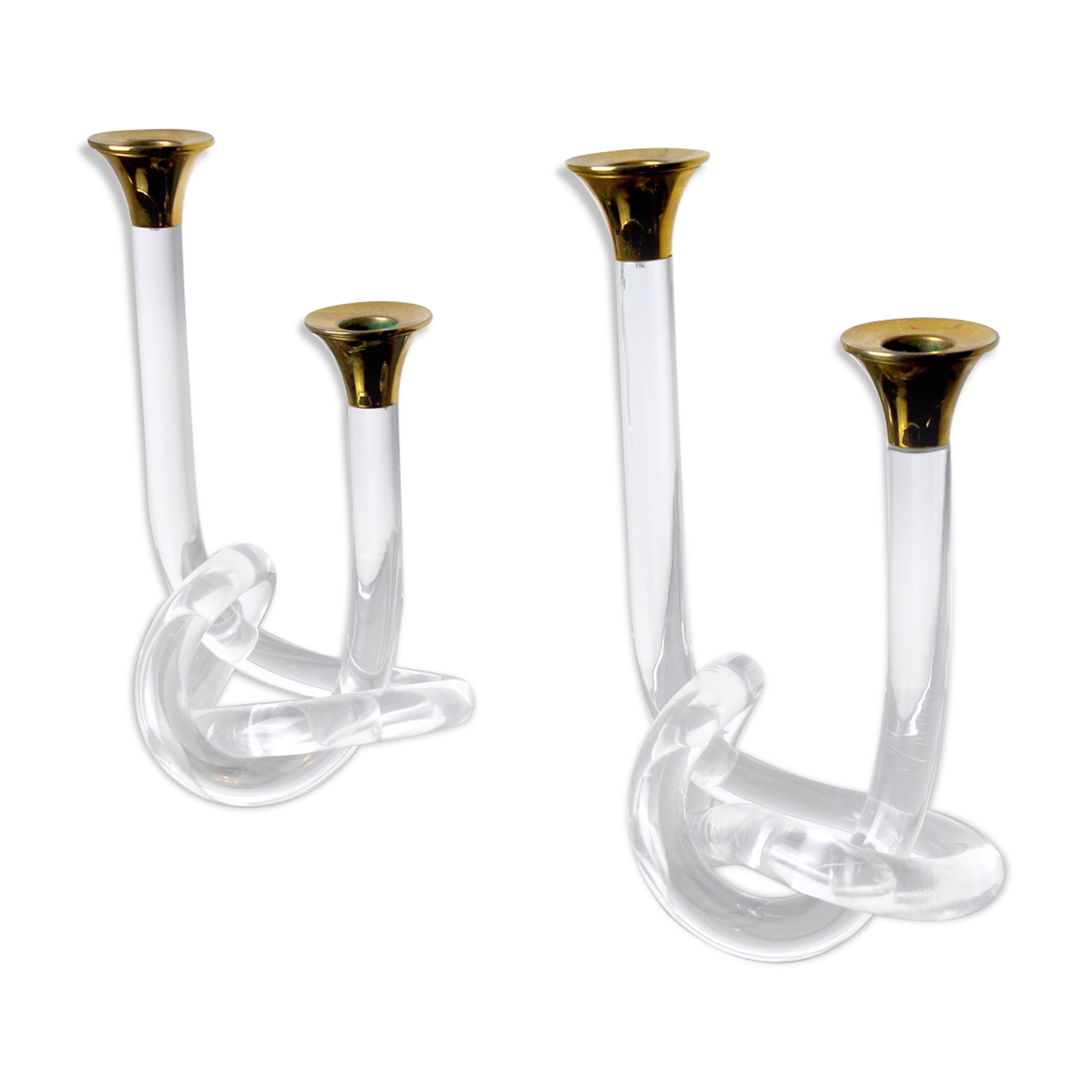 Pair of candle holders Dorothy Thorpe, lucite, 1970