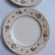 Set of 6 flat plates Salins model Simone beige with flowers.