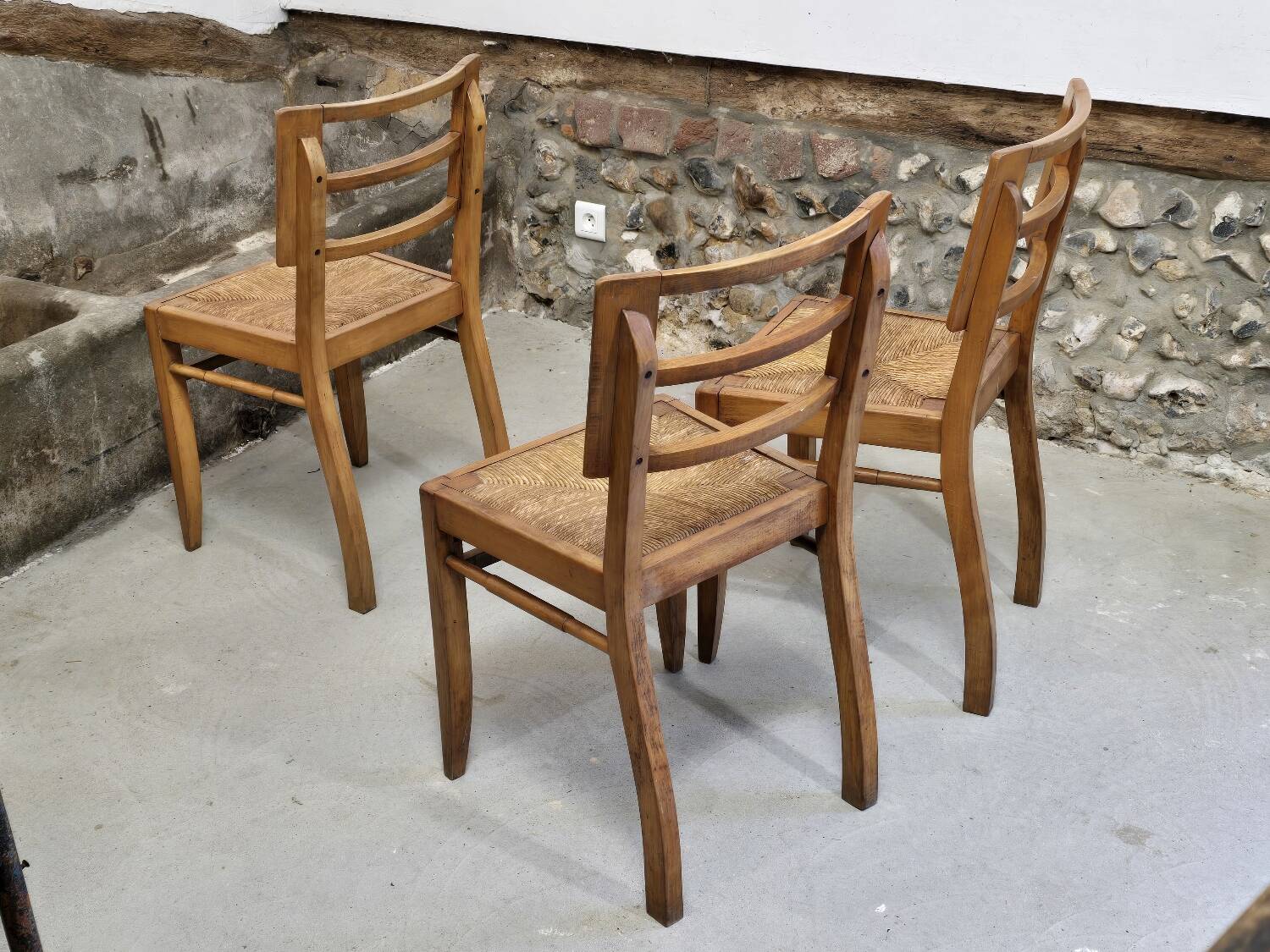 3 Pierre Cruège style chairs 1940-1950