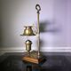 Brass and wood hot water bottle lamp 1970