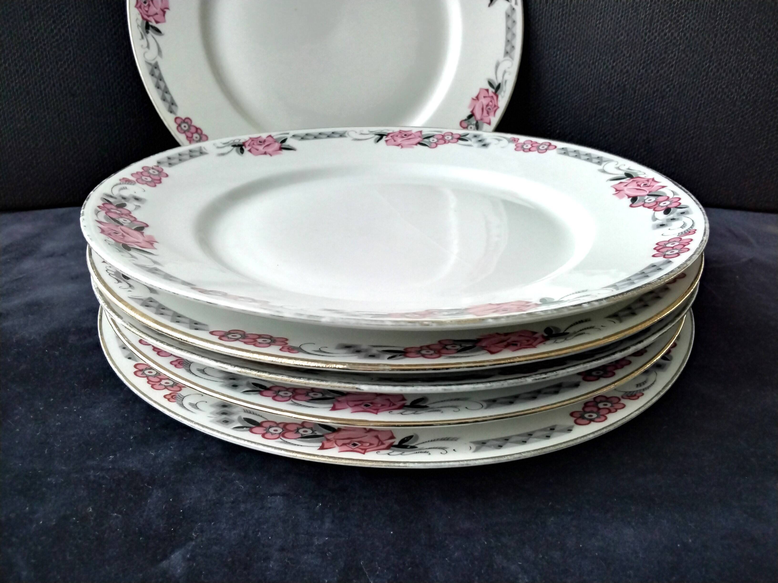 6 Art Deco porcelain dinner plates