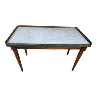 Table basse en bois et marbre