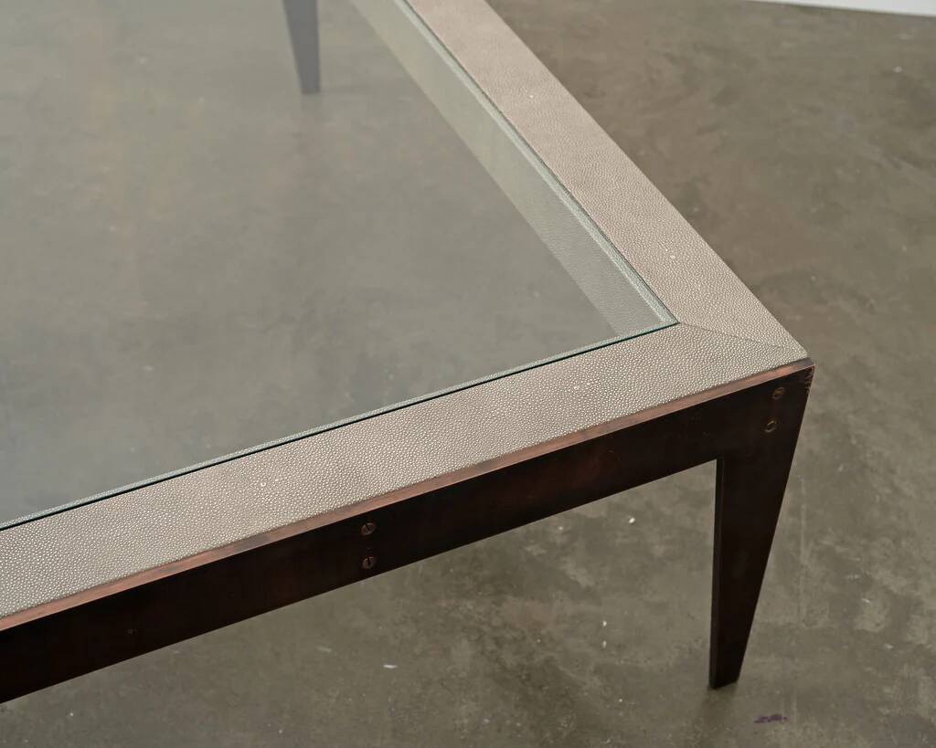 Bespoke shagreen and brass coffee table