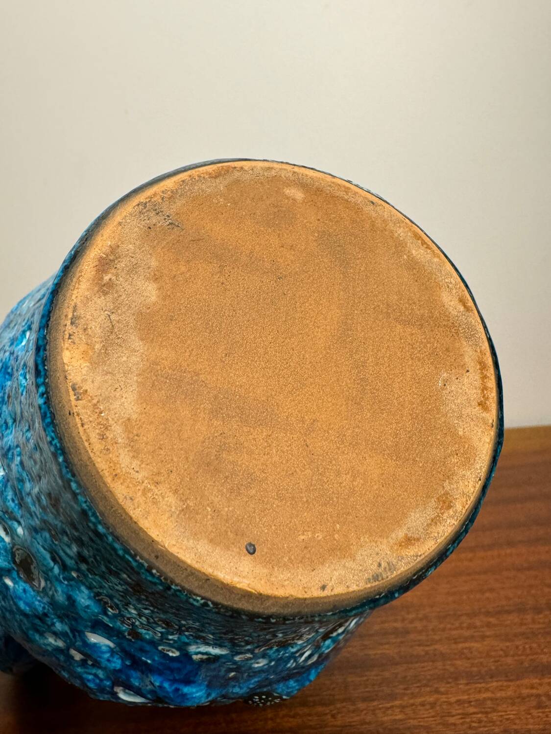 Vallauris ceramic pitcher blue lava 60s