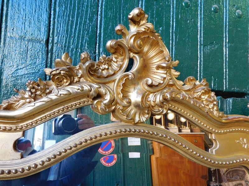 Gilded wooden mirror louis xv with frame