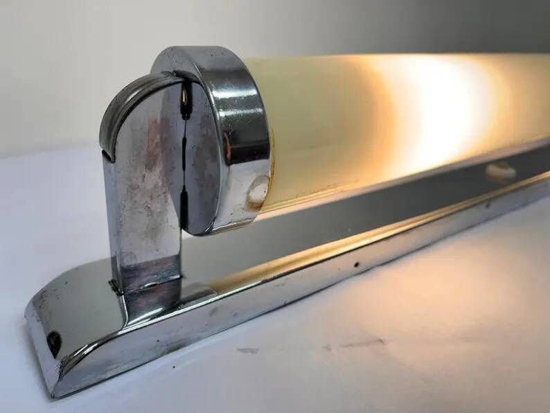 XXL big Chrome design Bauhaus Wall Lamp, 1930s - Czechoslovakia