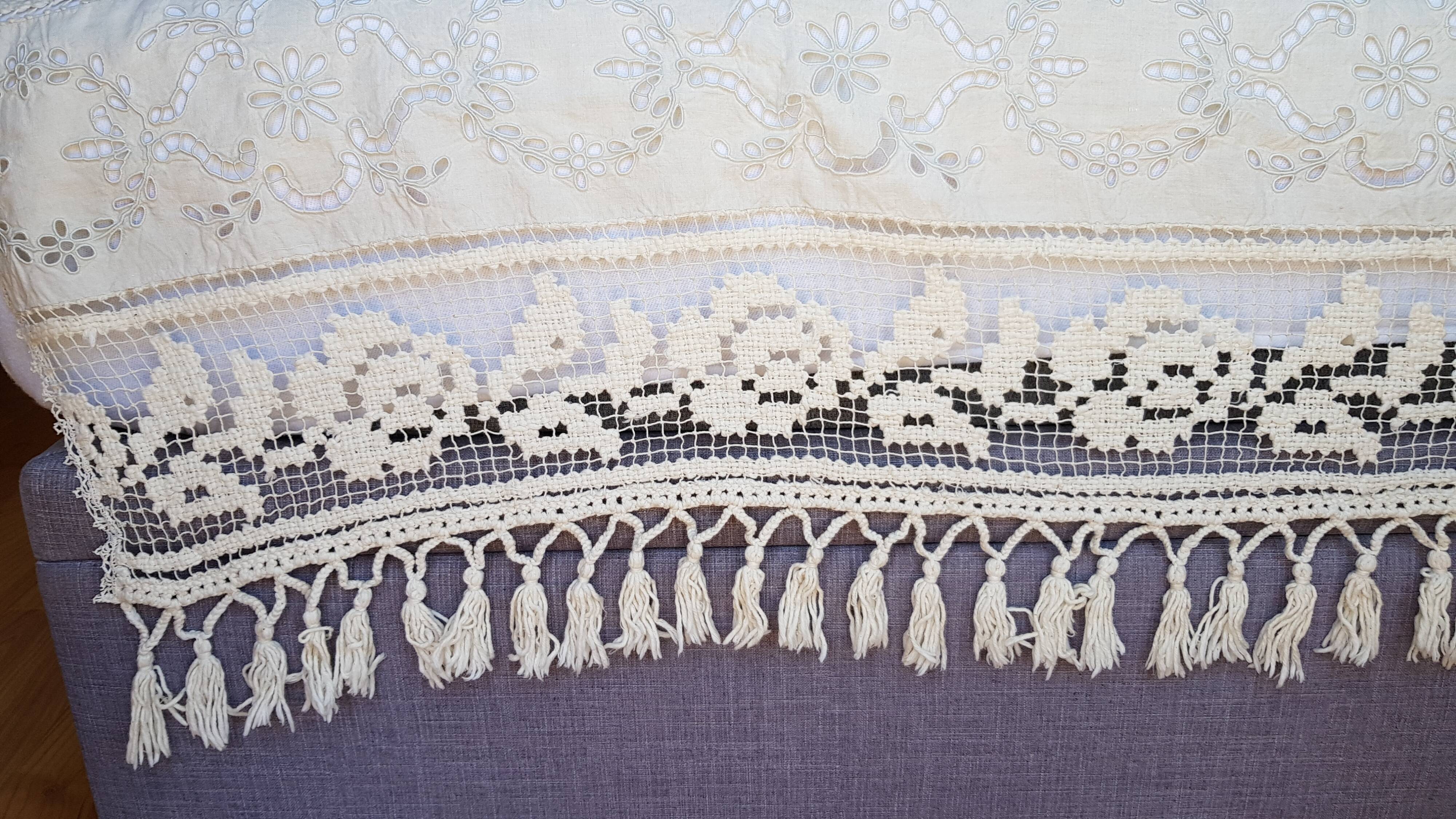 Old embroidery and crochet bedspread