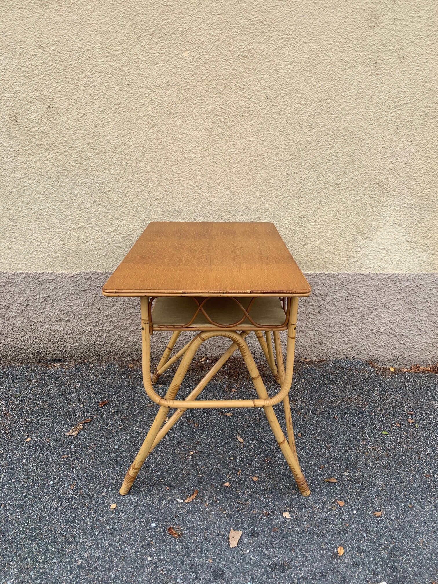 Rattan desk with locker, 1950