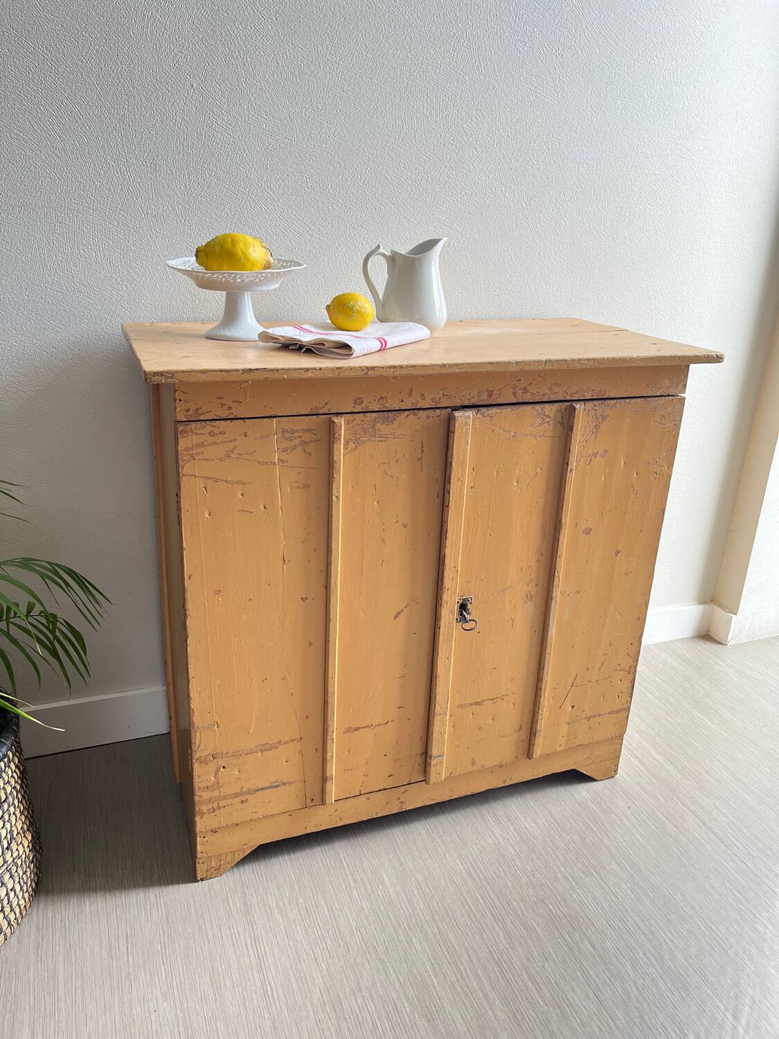 Antique Parisian sideboard with patinated wood / jam cabinet