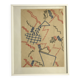 Elie dayan, untitled (abstract composition 3). felt pen on paper.