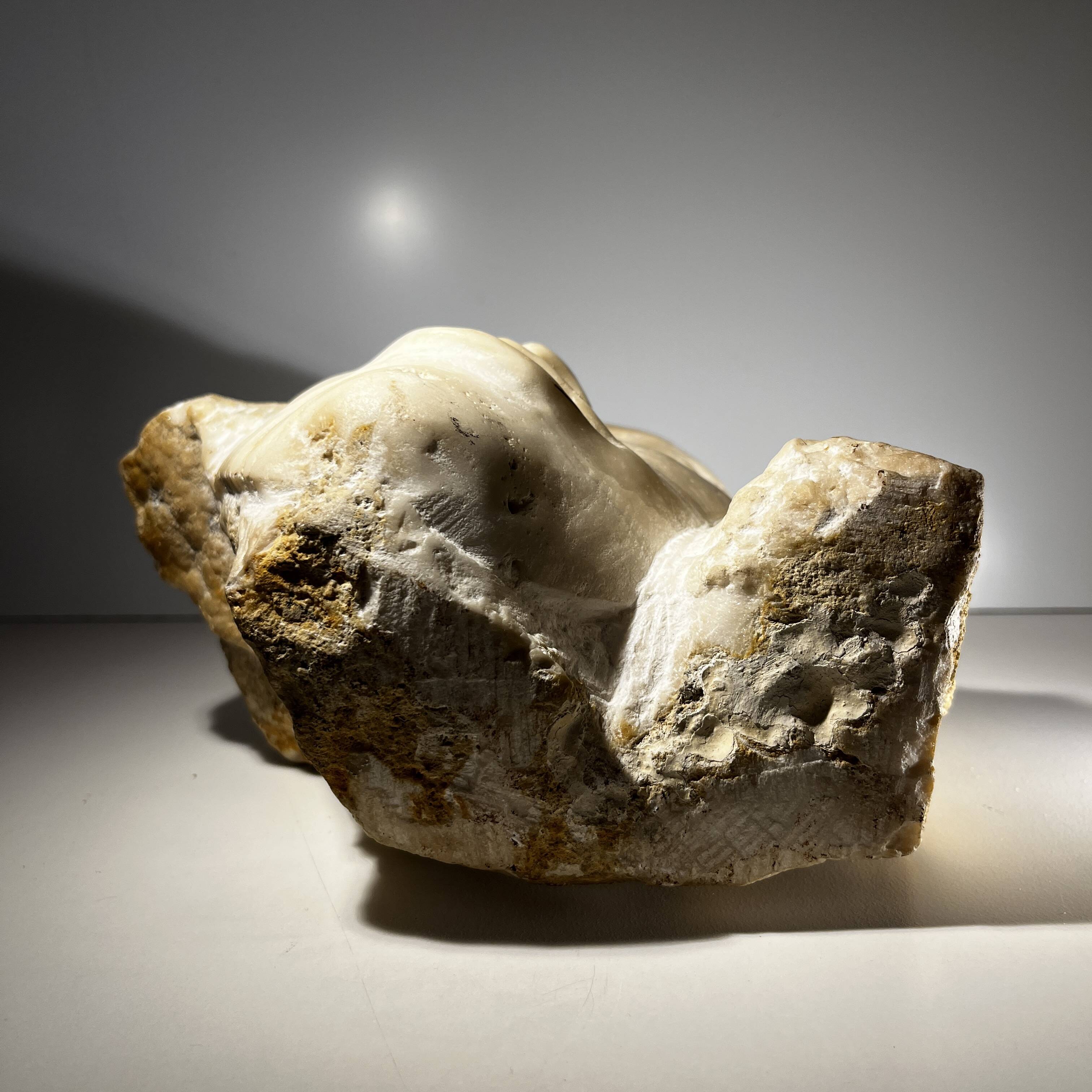 Marble bust/mask sculpture, Georg Glaser "Woman's Face" ca 1980