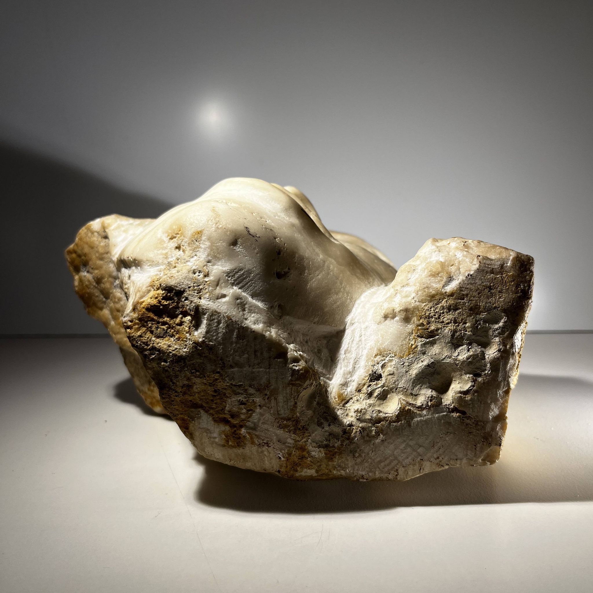 Marble bust/mask sculpture, Georg Glaser "Woman's Face" ca 1980