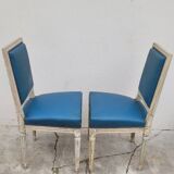 Pair of antique Louis XVI style chairs with patina