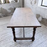 Farm table with turned legs, made of pine and birch, 180cm.