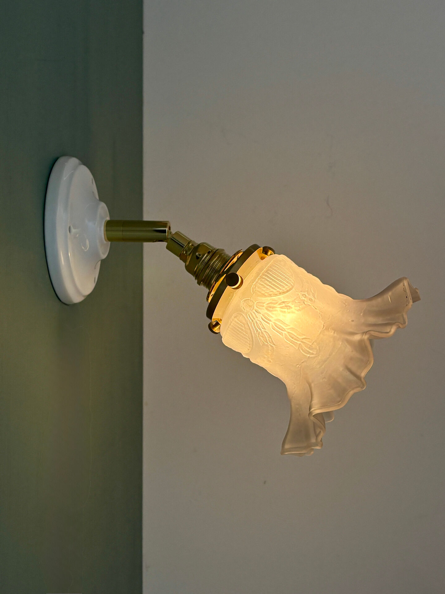 Vintage frosted glass tulip wall light