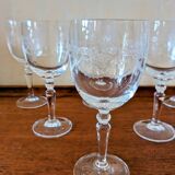 Verres anciens en cristal gravés Modèle Dampierre
