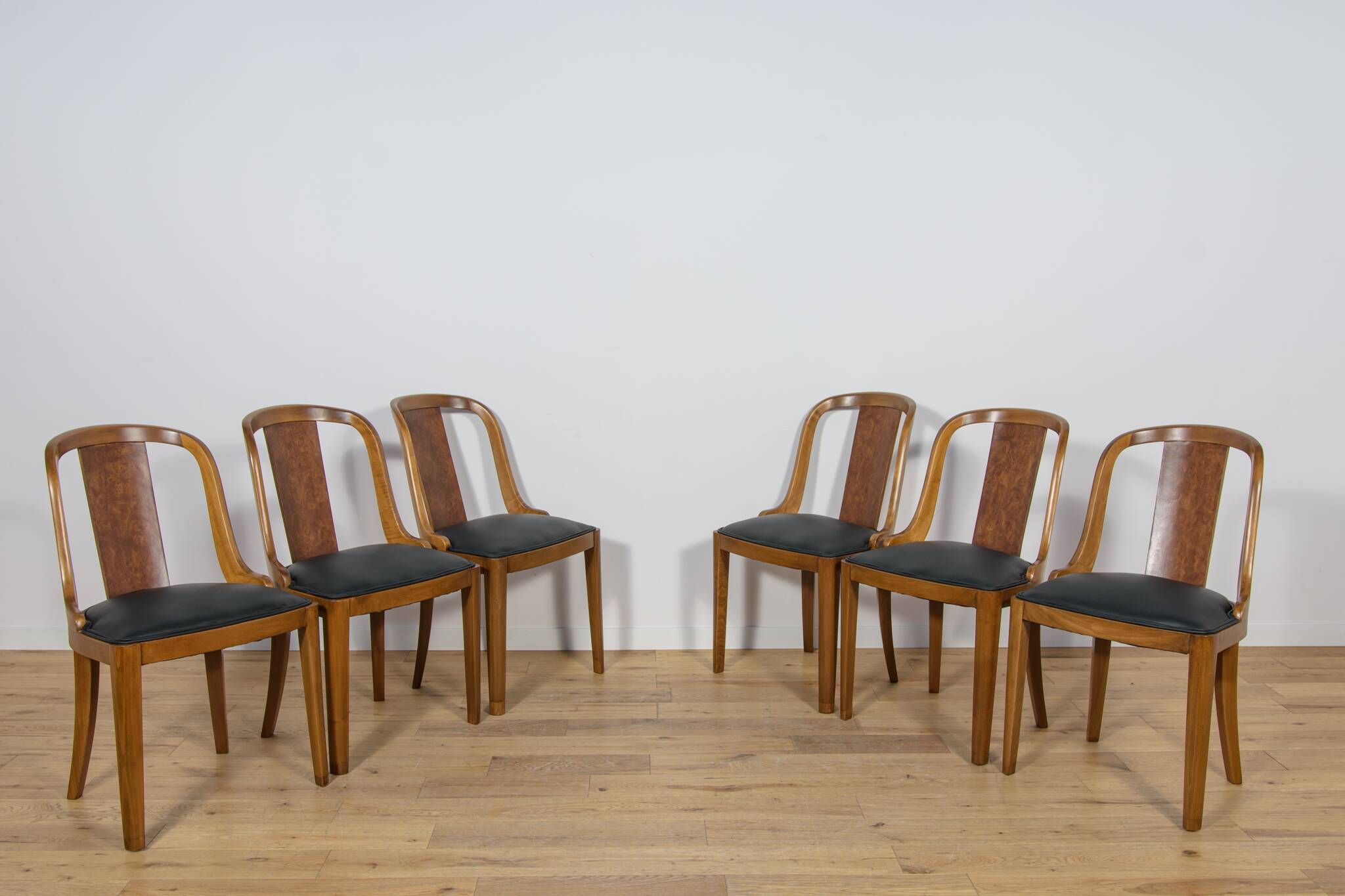 Art Deco Dining Chairs Gondola, Rene Melin, France, 1930s, Set of 6