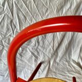 Vintage folding chair in red painted metal and wood