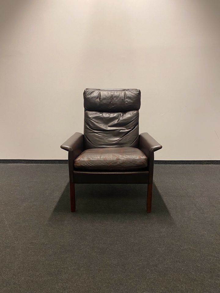 1960s Danish leather lounge chair by Hans Olsen