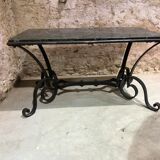 Robert merceris coffee table in wrought iron and 1940s marble