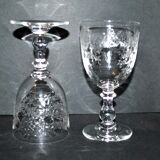 Set of 2 antique glasses in Saint-Louis crystal Model TALMA 1930 Rock crystal engraving 899