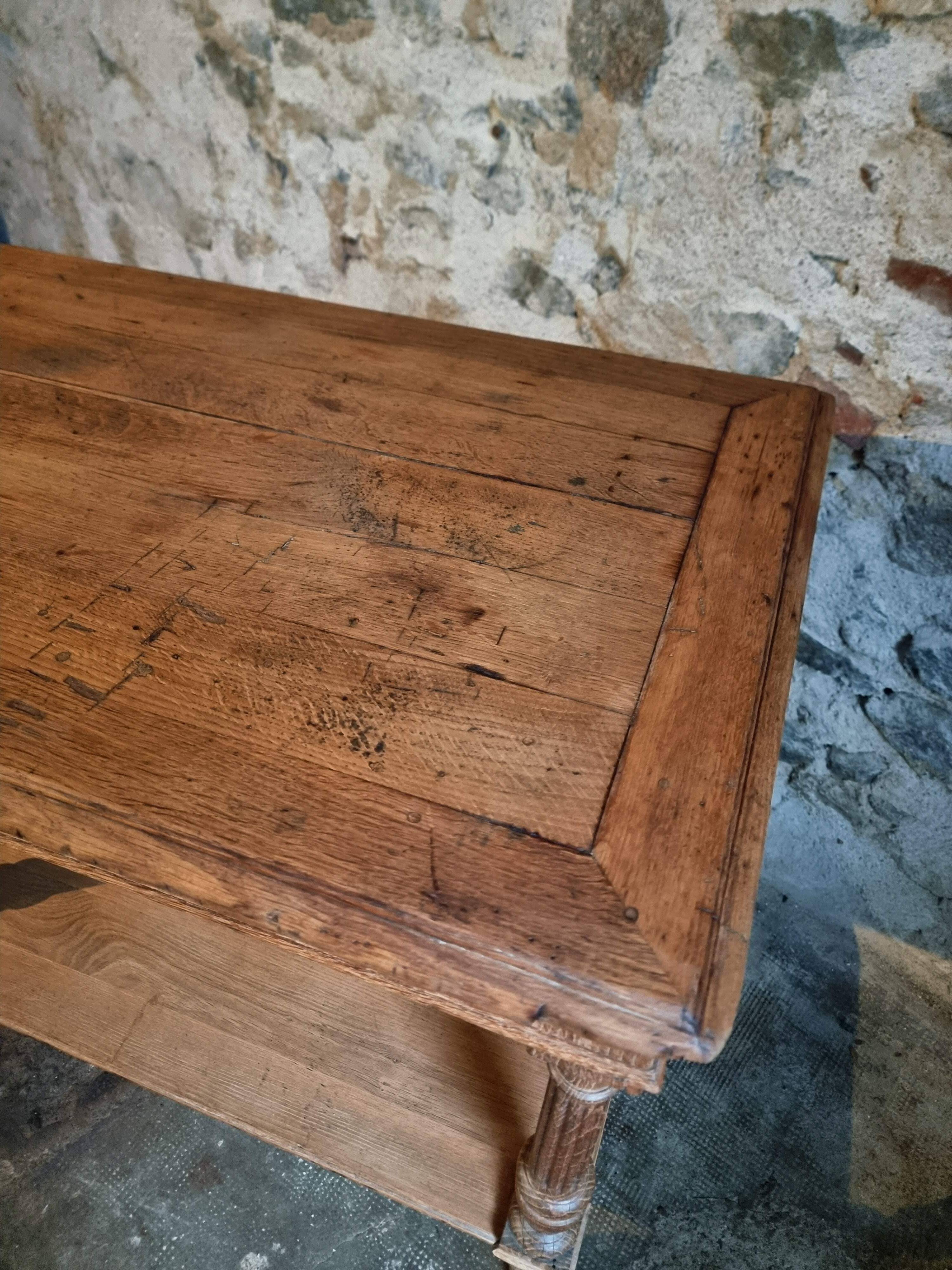 French 19th-century oak draper's table – Antique kitchen island console