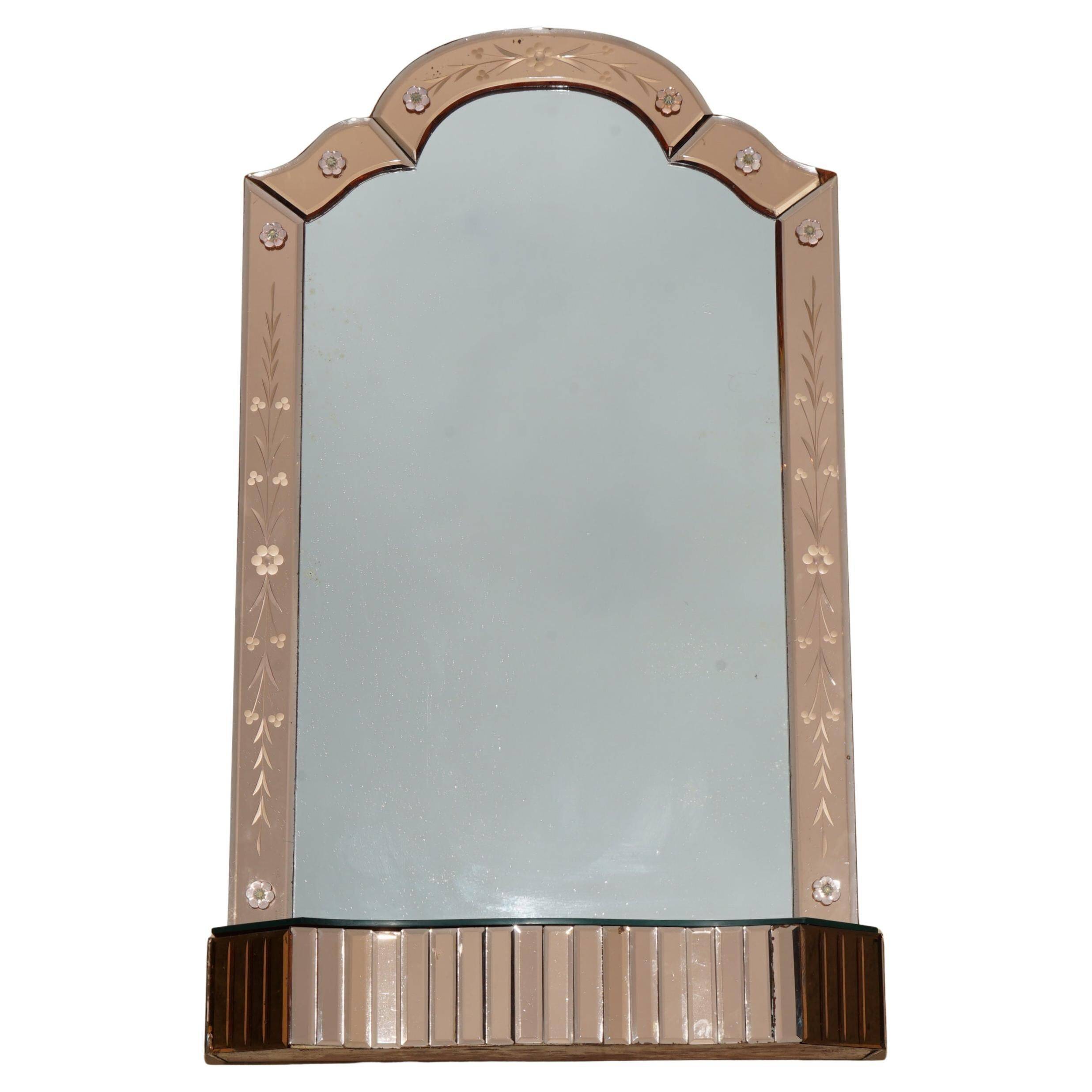 Miroir Art Déco vénitien en verre des années 1920