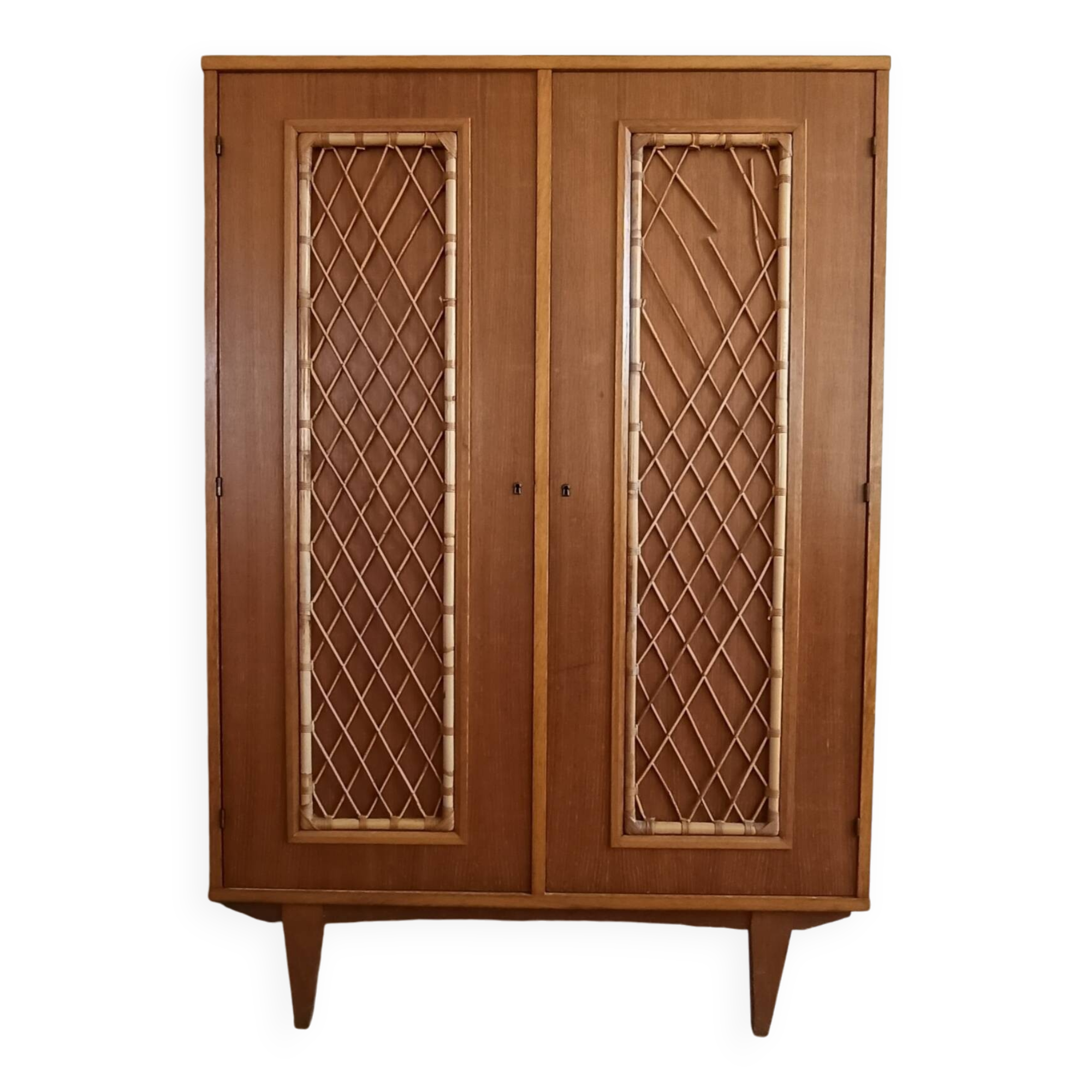 60s wardrobe wood / rattan / wicker