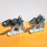 Ancien serre livre éléphant en céramique