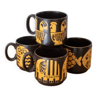 Royal Alma Animal Mug Set, Vintage Design From The 1970s, Staffordshire UK