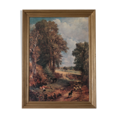 Tableau ancien cadre doré scène de campagne