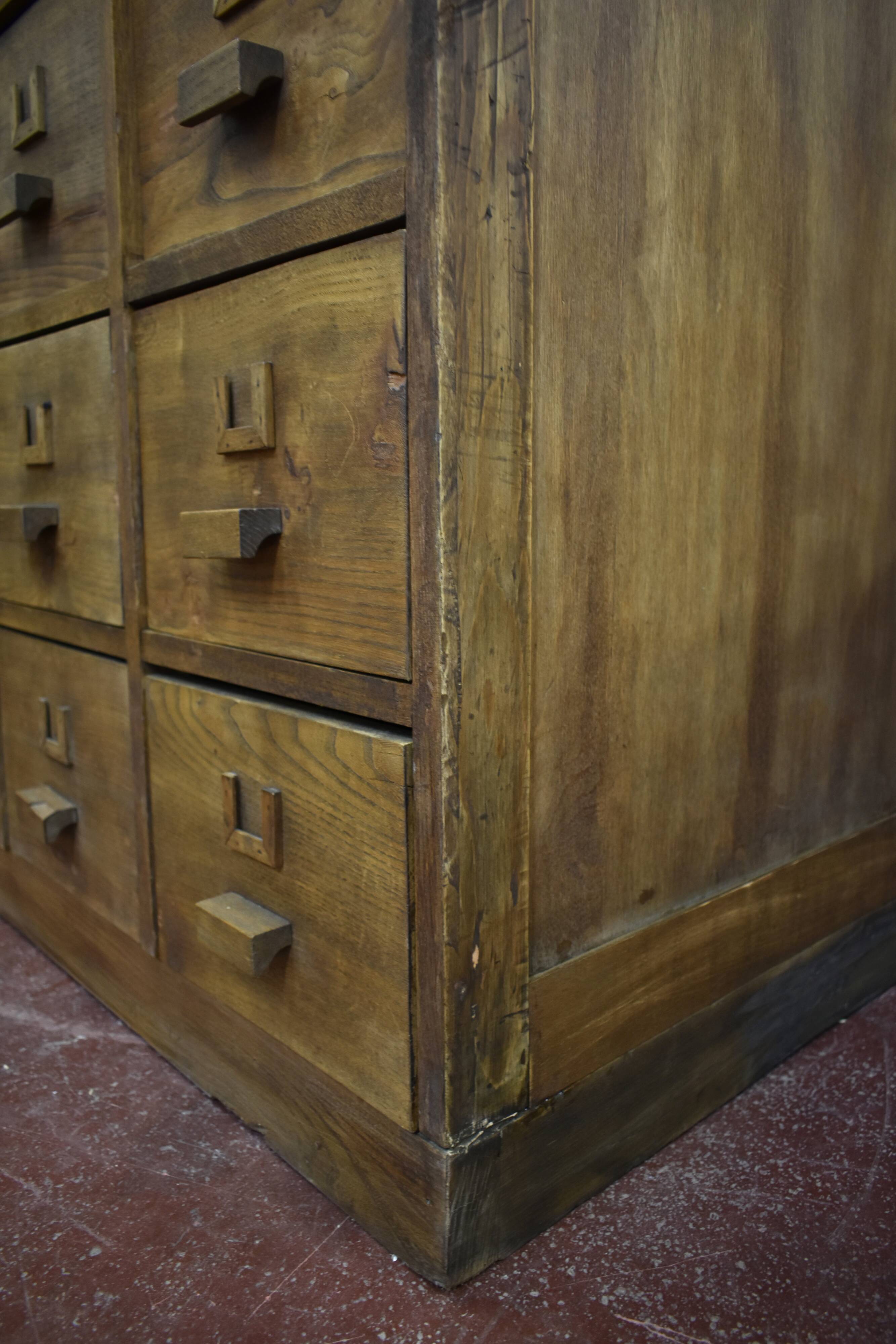 Mid century wooden apothecary drawers, 1940s, 50s