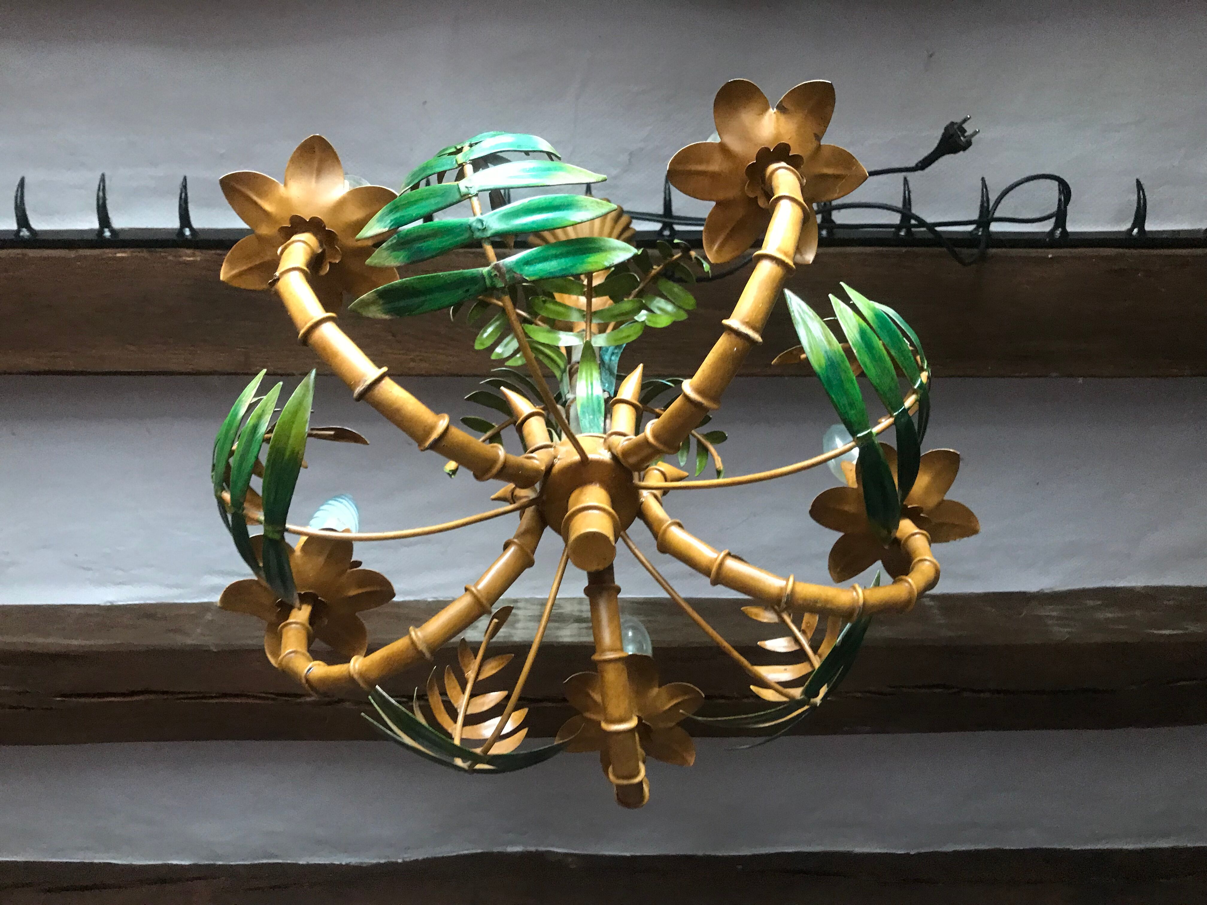 Bamboo-style metal chandelier