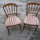 Pair of Napoleon 3 style chairs in natural wood