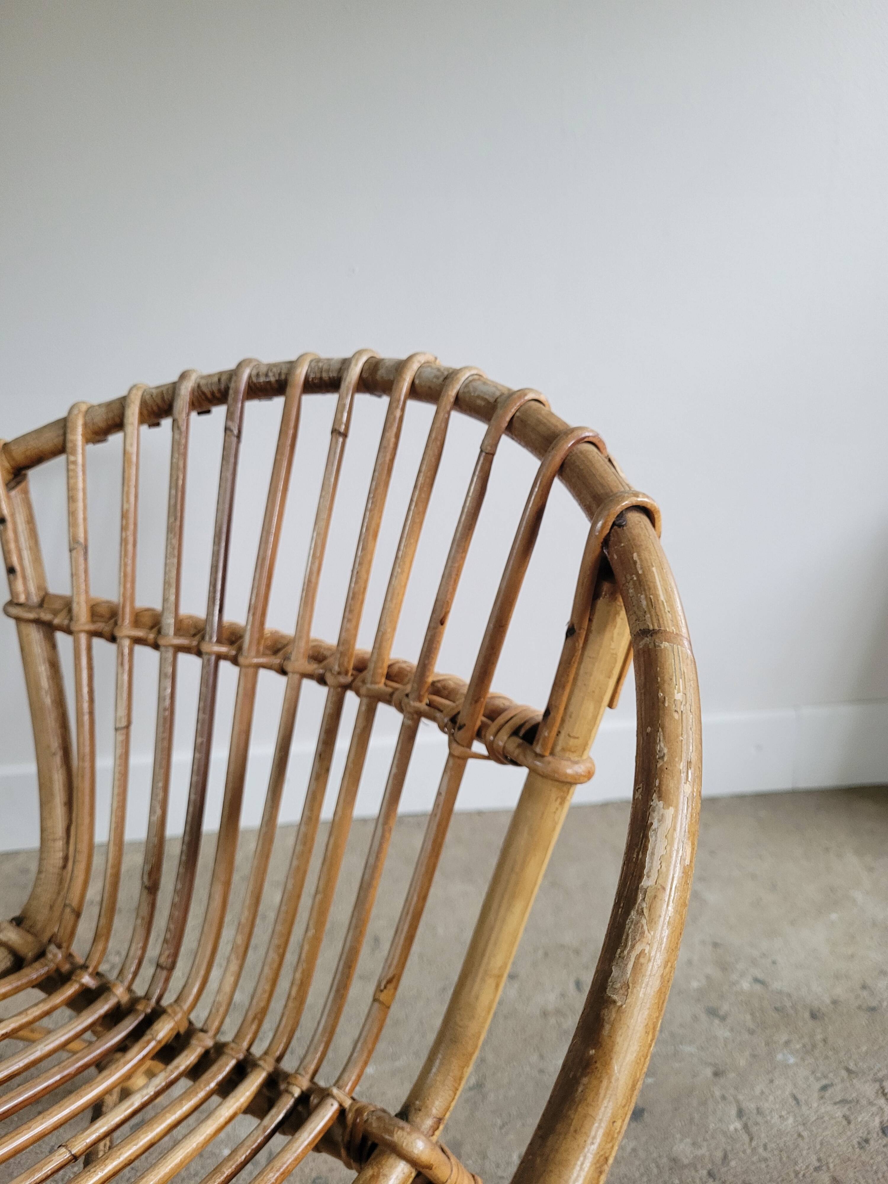 Fauteuil en rotin vintage