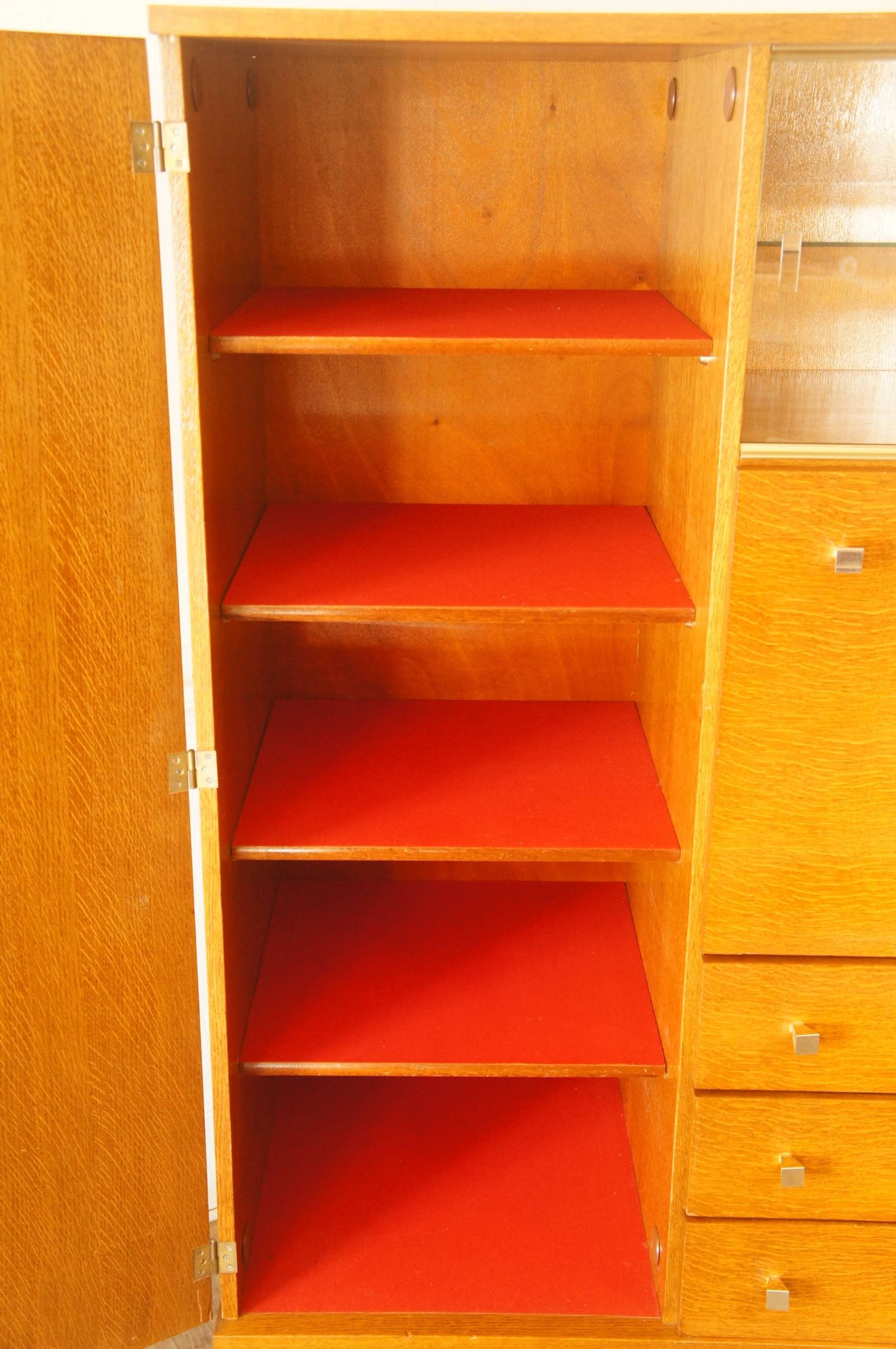 Chest of drawers wardrobe secretary showcase in blond wood 1960