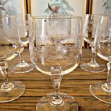 6 Cristal Arques Matignon water glasses, engraved crystal