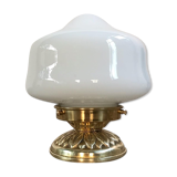 Opaline and brass table lamp