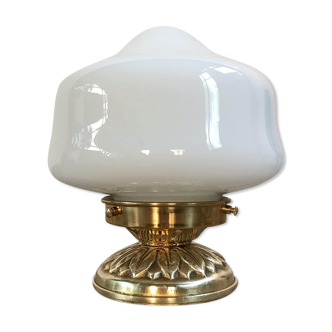 Opaline and brass table lamp