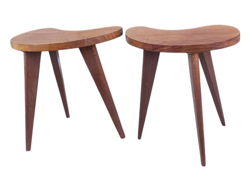 Pair of Scandinavian bean-shaped stools
