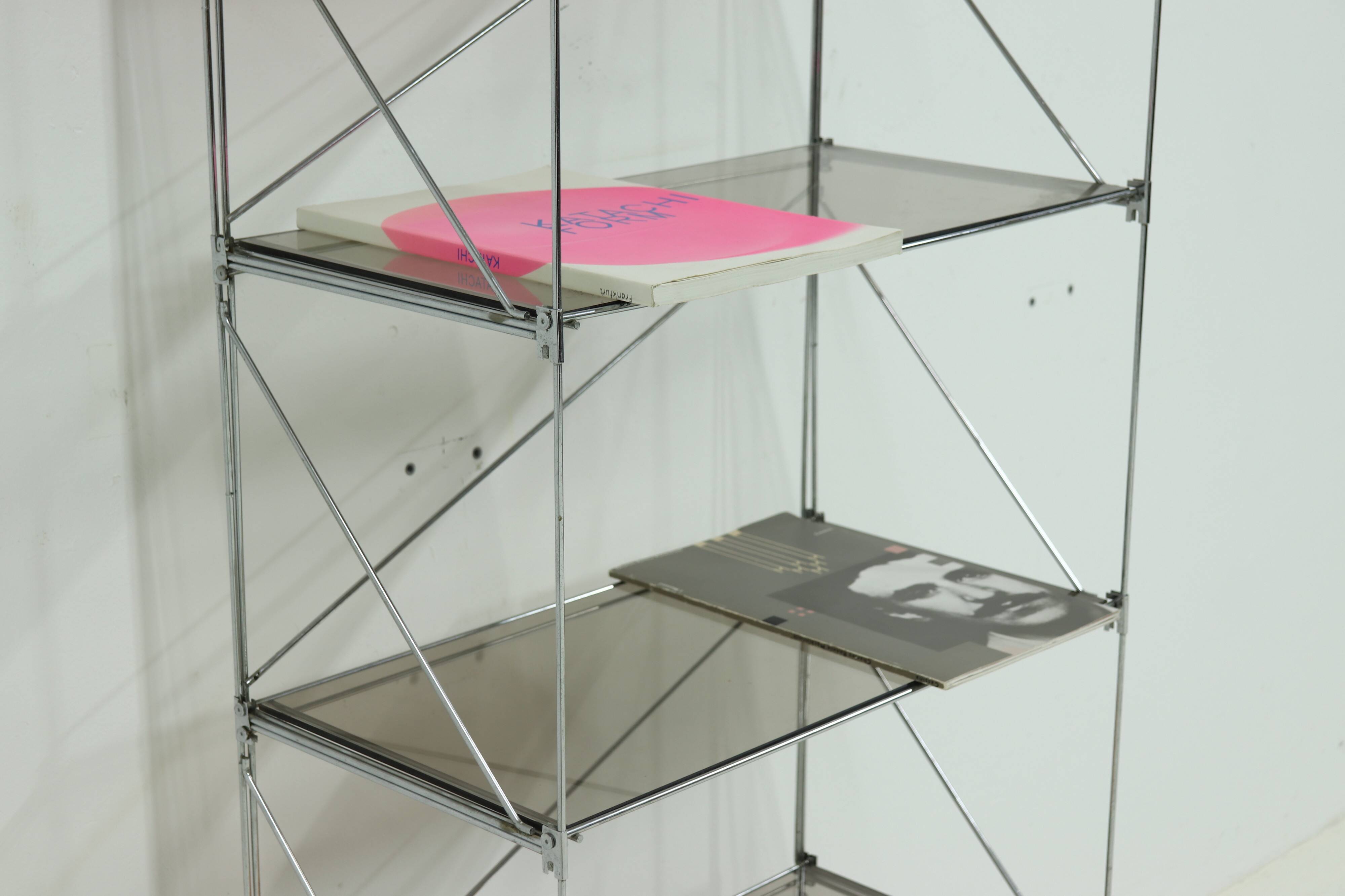 Large Minimalist Bookcase Model Isocele by Max Sauze 1970s