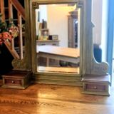 Antique bevelled mirror Farrow and Ball "Green Bancha"