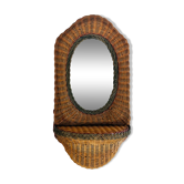 Oval wicker mirror