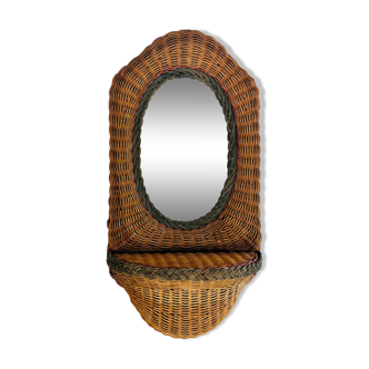 Miroir ovale en osier