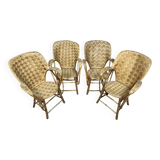 Set of 4 chestnut woven armchairs